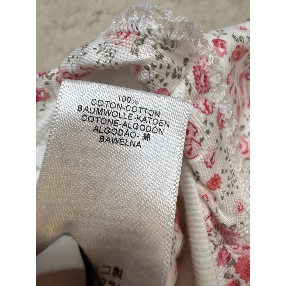 Petit Bateau Baby Girl 12M Floral Bodysuit Top Pink Rose Ruffle French Cotton